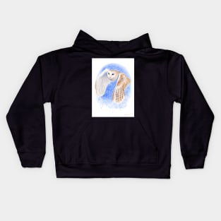 Barn Owl Silent Flight by Nadya Neklioudova Kids Hoodie